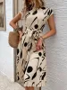 Tied Pleated Printed Cap Sleeve Dress sold by Charming Charlie