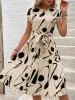 Tied Pleated Printed Cap Sleeve Dress sold by Charming Charlie