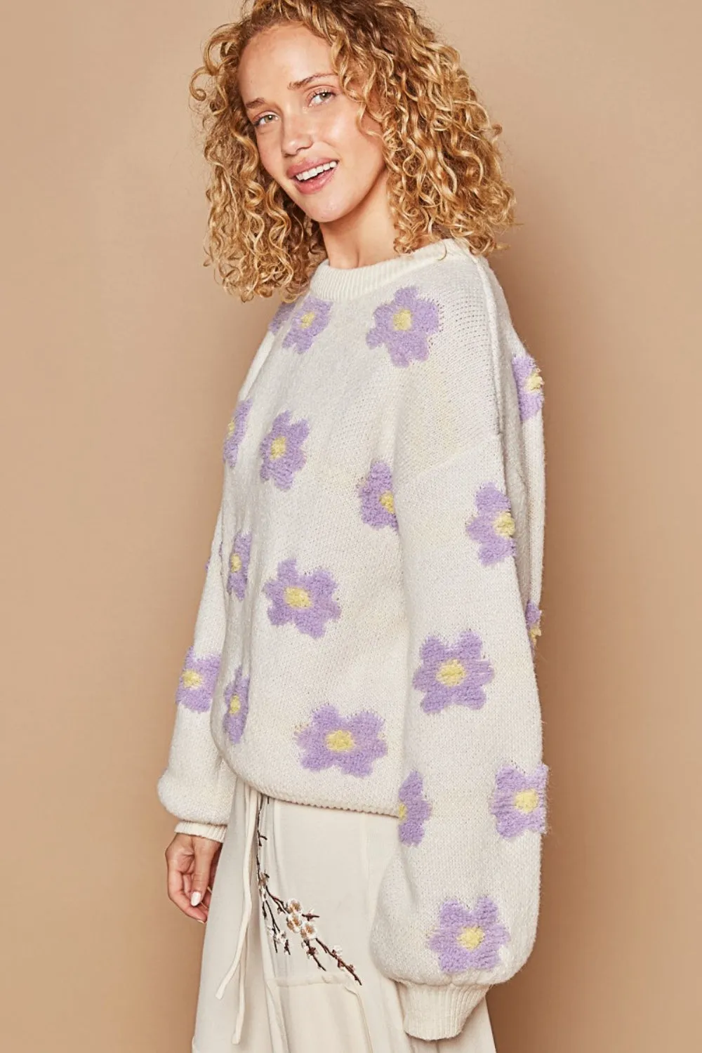 POL Daisy Pattern Drop Shoulder Sweater sold by Charming Charlie product image thumbnail 2