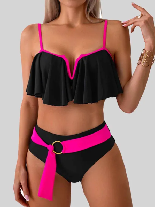 Spaghetti Strap Notched Bikini Set sold by Charming Charlie