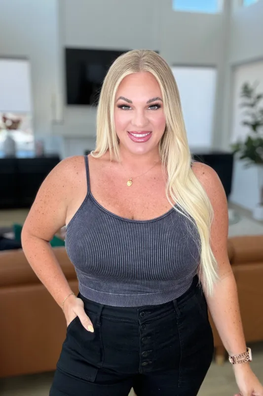 At Last Ribbed Tank in Black sold by Charming Charlie