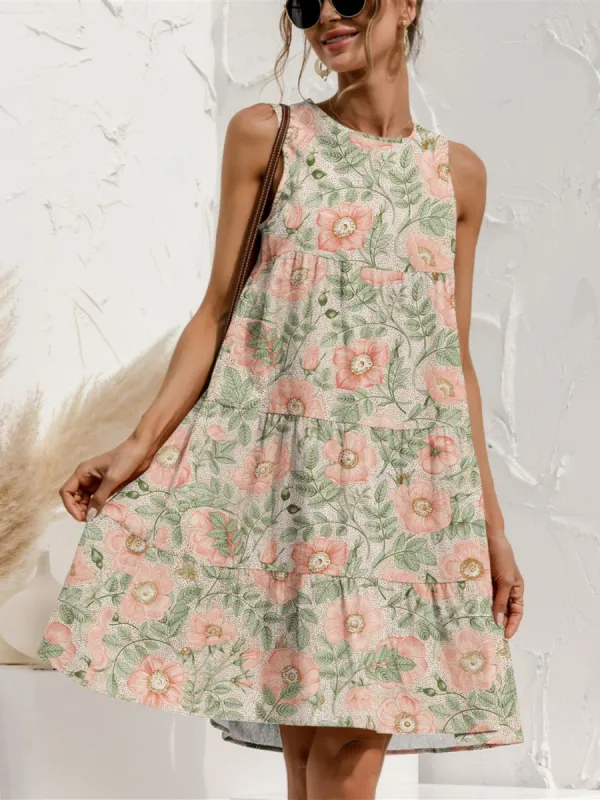 Tiered Printed Round Neck Sleeveless Dress sold by Charming Charlie