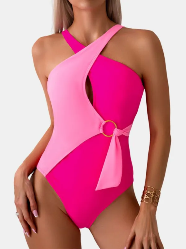 Cutout Contrast Sleeveless One-Piece Swimwear sold by Charming Charlie