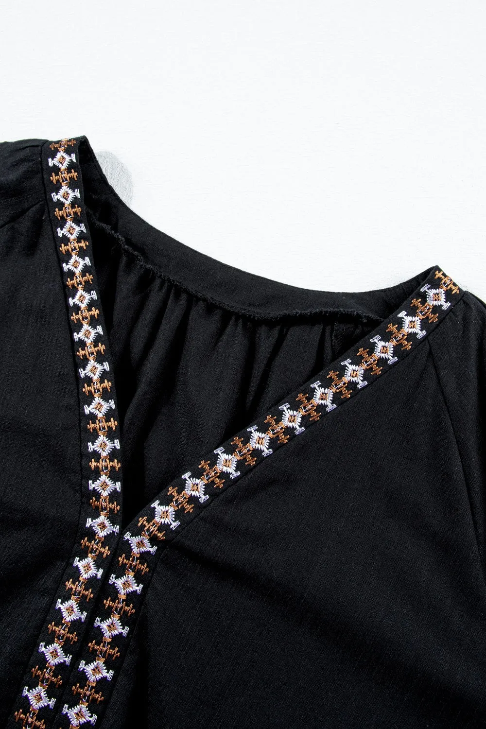 Embroidered V-Neck Three-Quarter Sleeve Blouse sold by Charming Charlie product image thumbnail 4