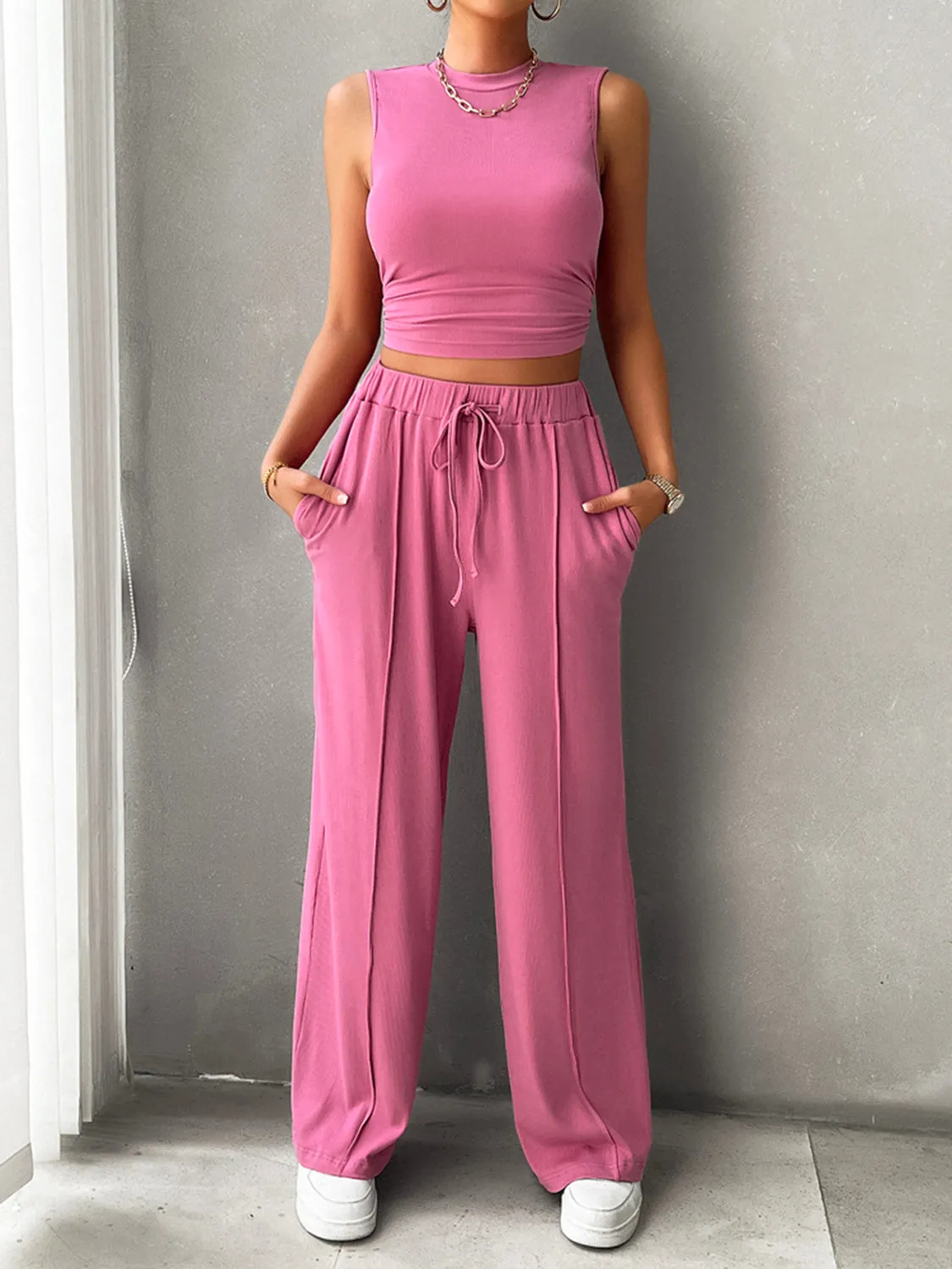 Mock Neck Sleeveless Top and Drawstring Pants Set sold by Charming Charlie product image thumbnail 3