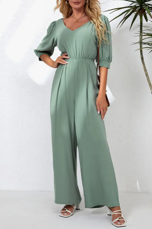 V-Neck Half Sleeve Jumpsuit sold by Charming Charlie