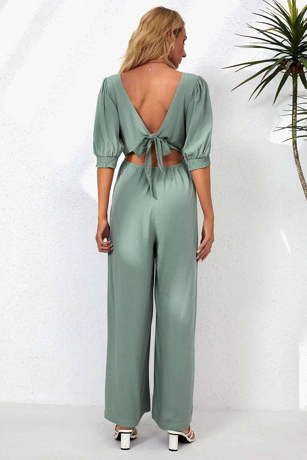V-Neck Half Sleeve Jumpsuit sold by Charming Charlie product image thumbnail 2