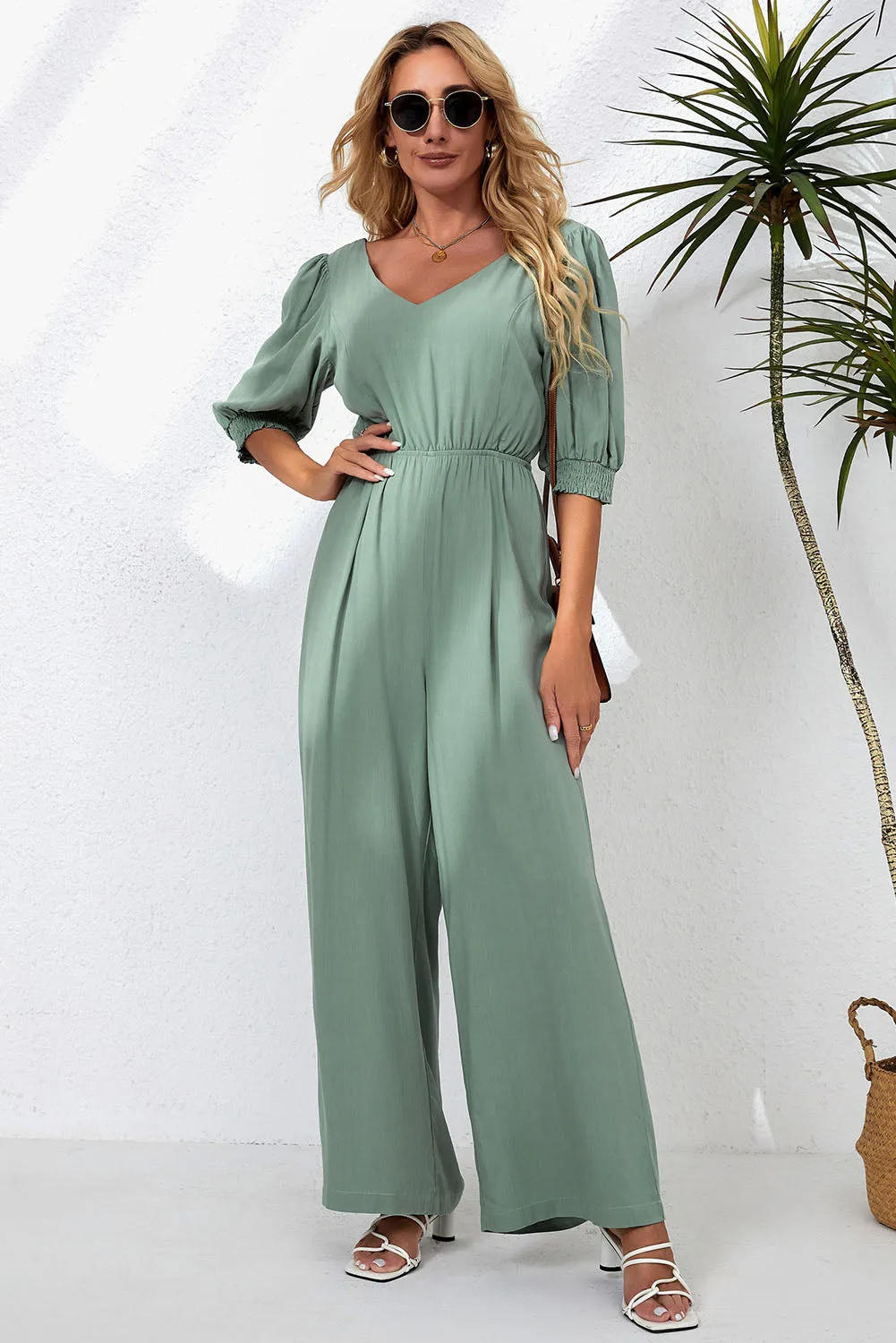 V-Neck Half Sleeve Jumpsuit sold by Charming Charlie product image thumbnail 3