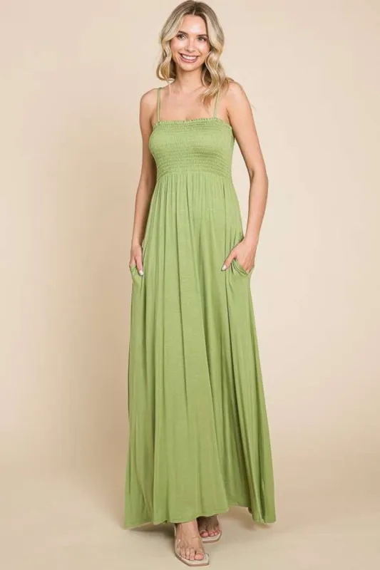 Culture Code Full Size Smocked Cami Maxi Dress with Pockets sold by Charming Charlie