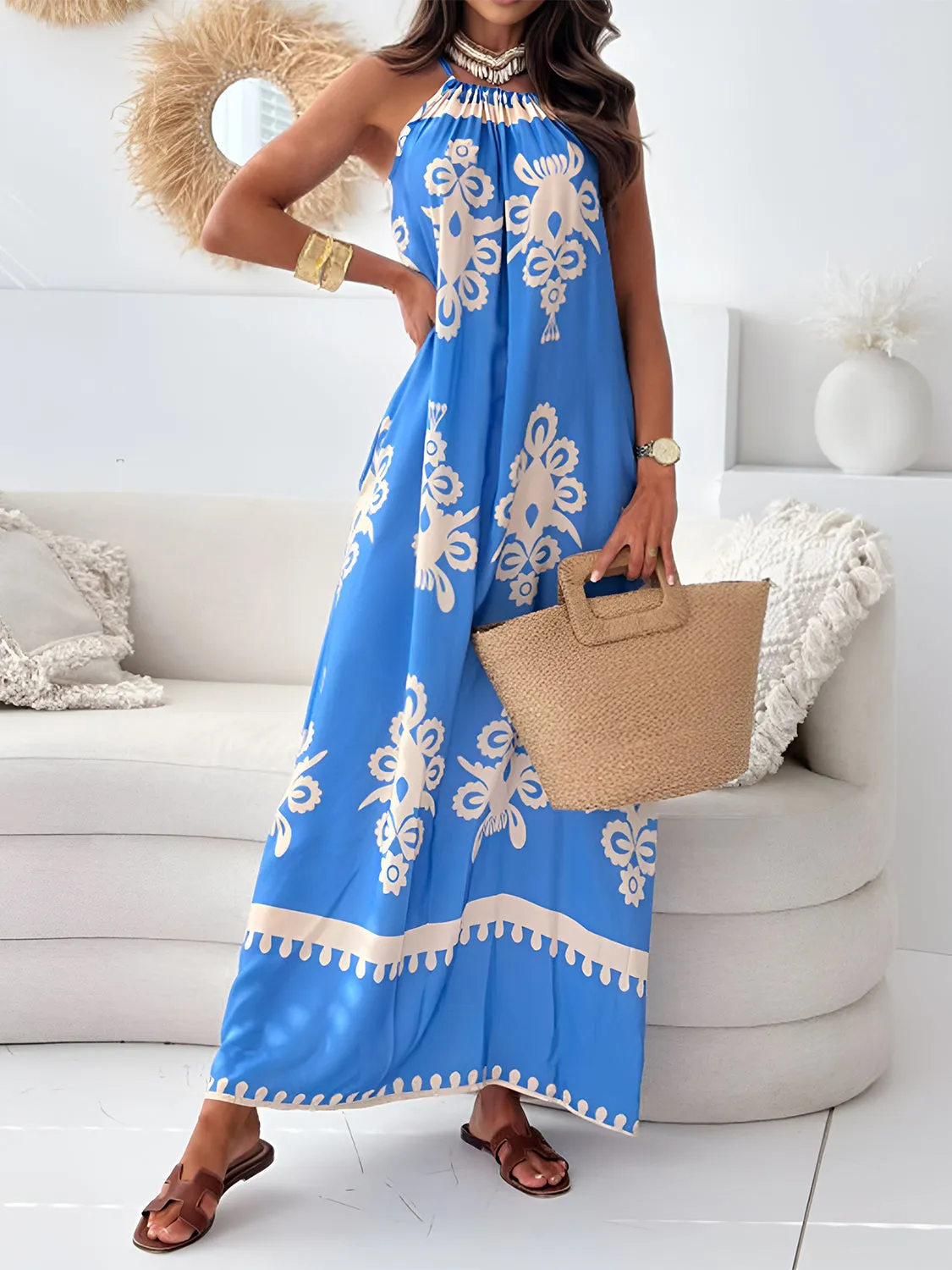 Printed Spaghetti Strap Sleeveless Maxi Dress sold by Charming Charlie product image thumbnail 4