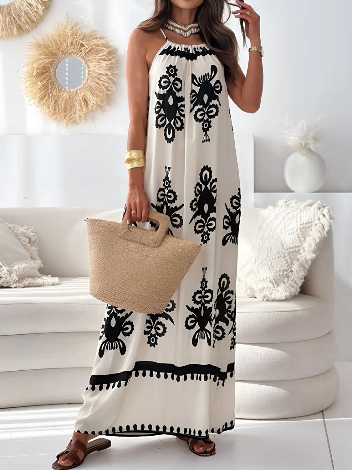 Printed Spaghetti Strap Sleeveless Maxi Dress sold by Charming Charlie