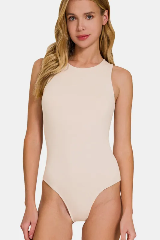 Zenana Round Neck Sleeveless Padded Bodysuit sold by Charming Charlie