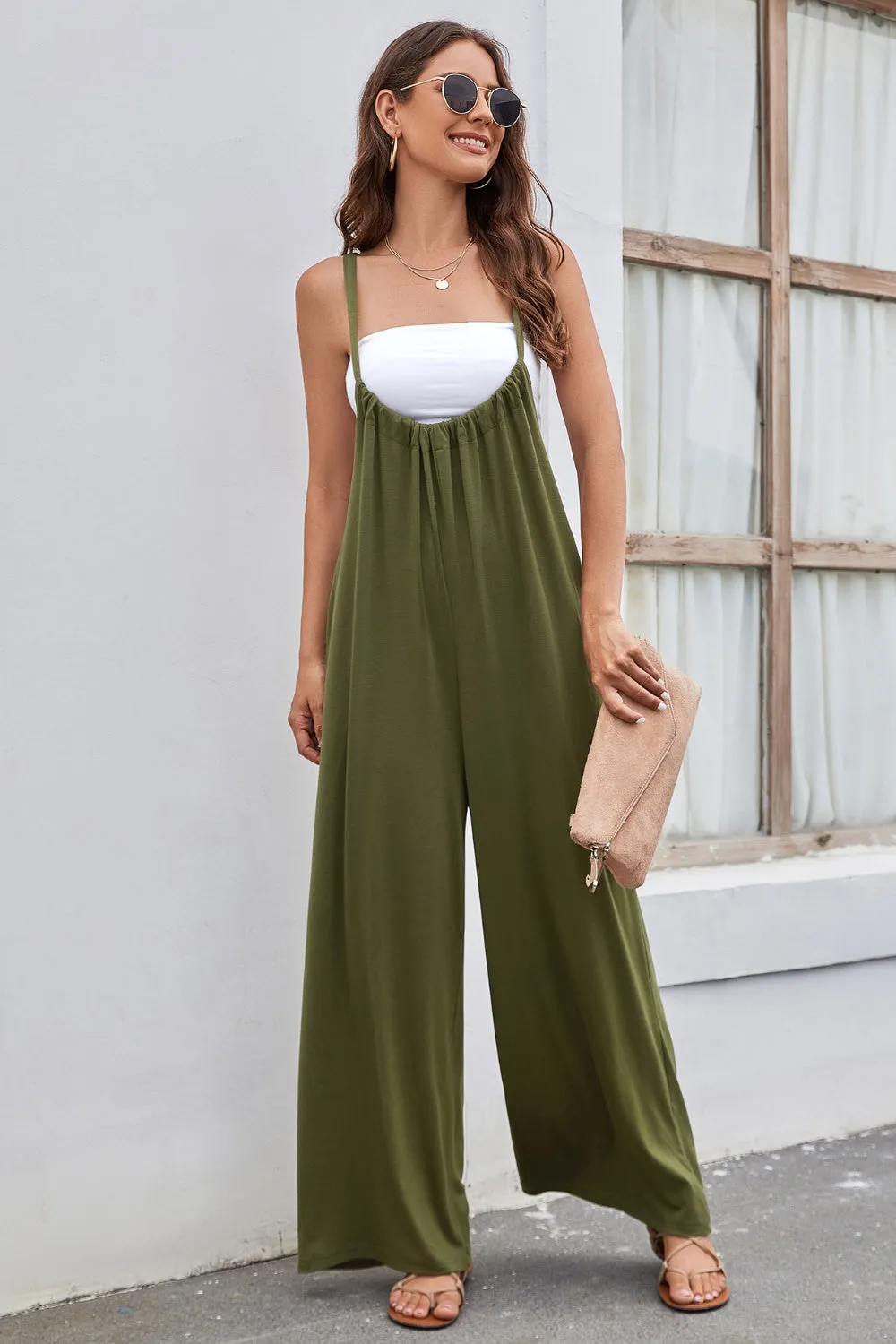 Tied Spaghetti Strap Wide Leg Jumpsuit sold by Charming Charlie product image thumbnail 4