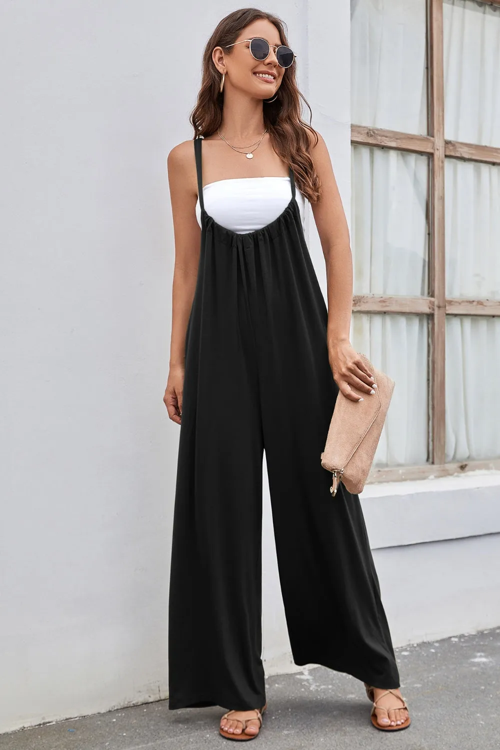 Tied Spaghetti Strap Wide Leg Jumpsuit sold by Charming Charlie product image thumbnail 5