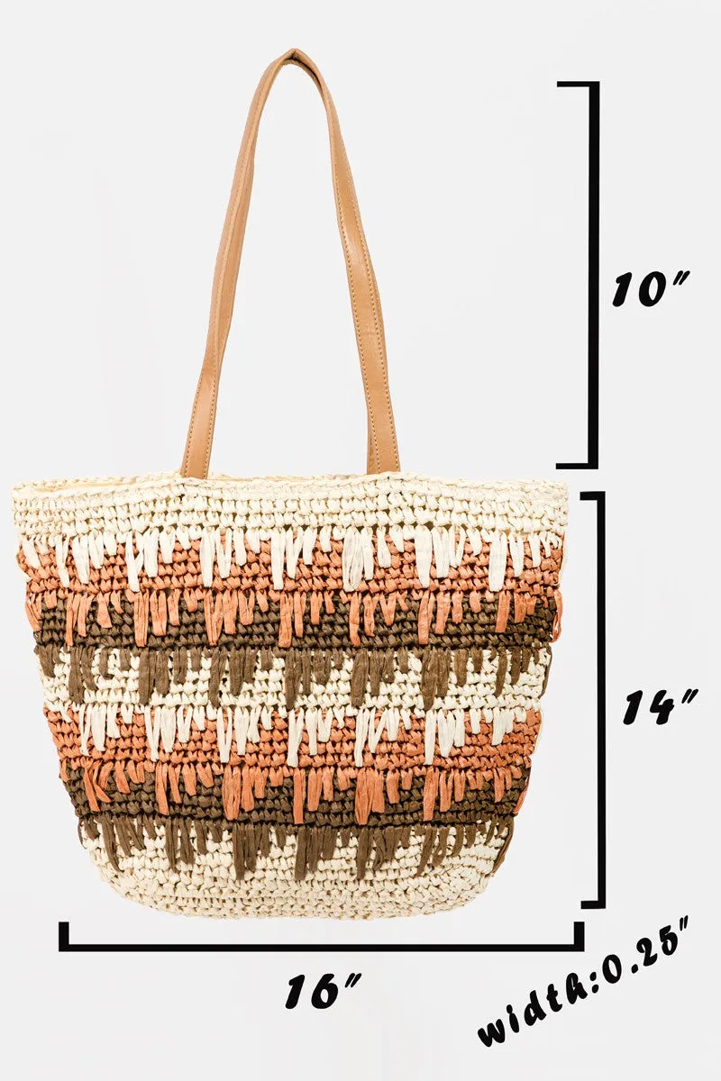 Fame Straw Braided Striped Tote Bag sold by Charming Charlie product image thumbnail 2