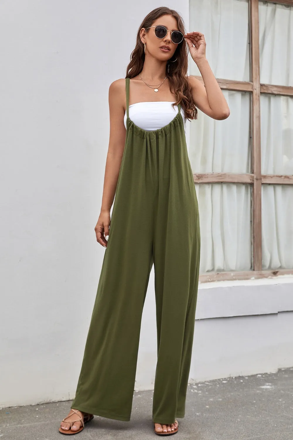 Tied Spaghetti Strap Wide Leg Jumpsuit sold by Charming Charlie product image thumbnail 3