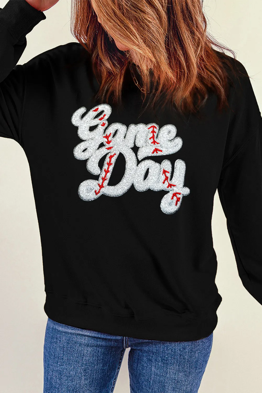 Letter Graphic Round Neck Long Sleeve Sweatshirt sold by Charming Charlie product image thumbnail 2