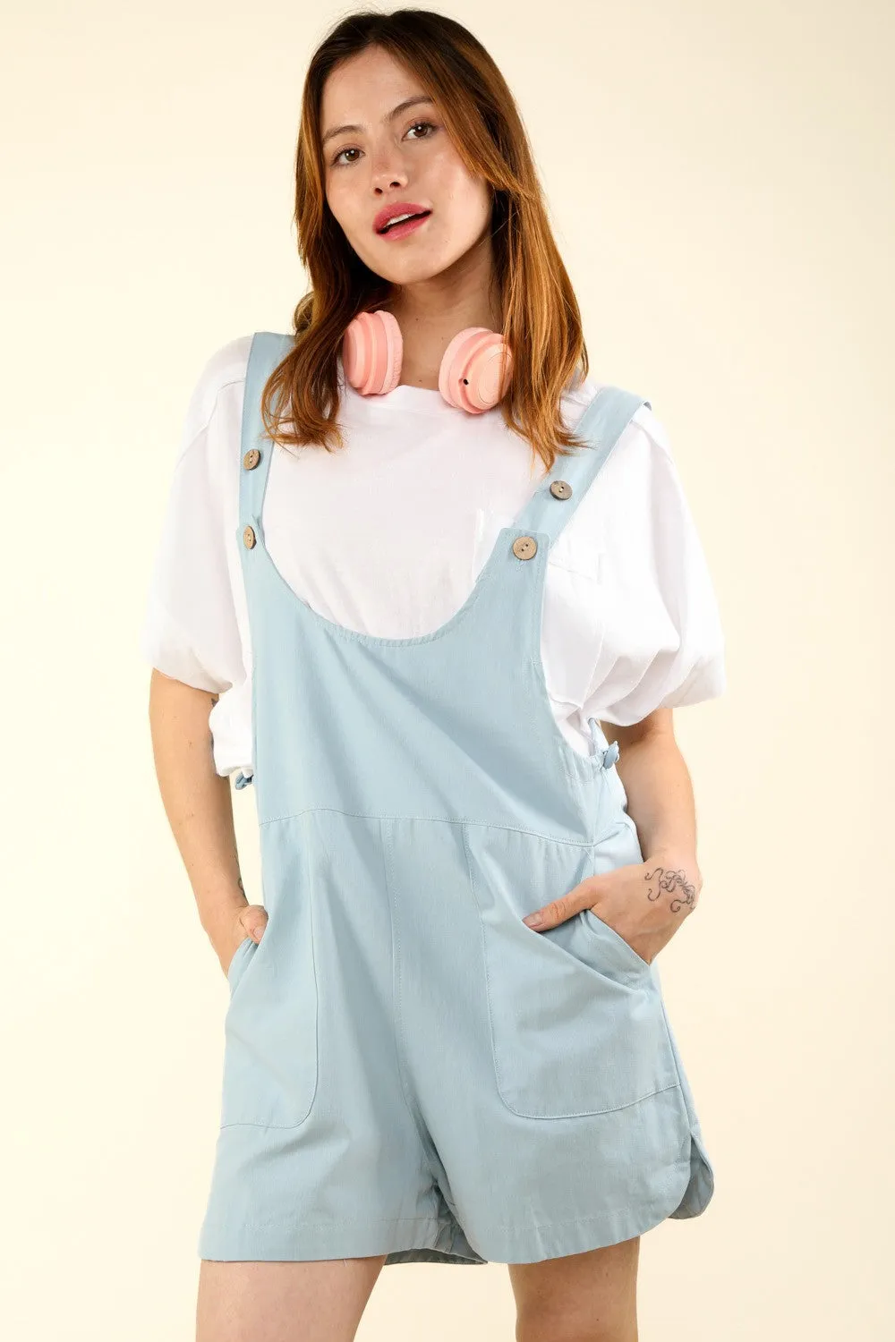 VERY J Adjustable Waist Suspender Overalls with Pockets sold by Charming Charlie