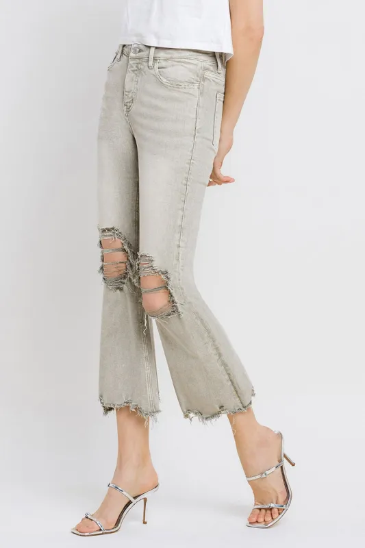 Lovervet Distressed Raw Hem Cropped Flare Jeans sold by Charming Charlie