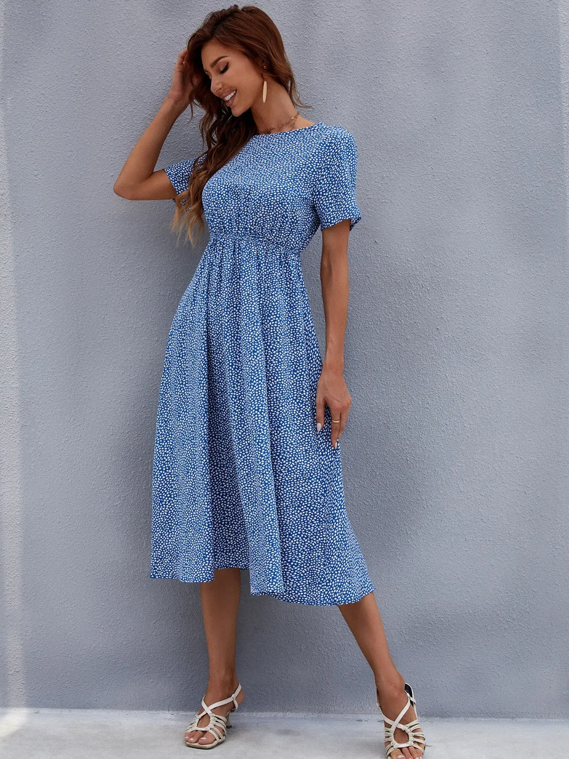 Printed Round Neck Short Sleeve Midi Dress sold by Charming Charlie product image thumbnail 5