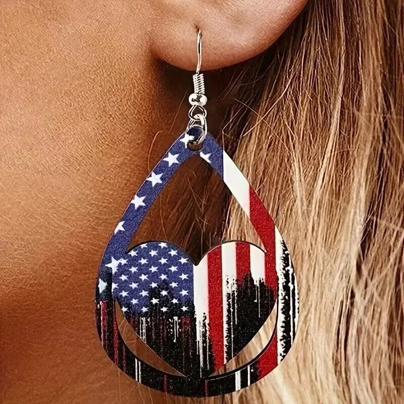US Flag Pattern Wooden Earrings sold by Charming Charlie