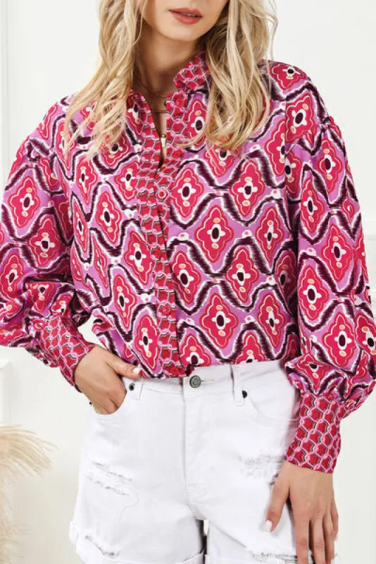 Printed Button Up Long Sleeve Shirt sold by Charming Charlie