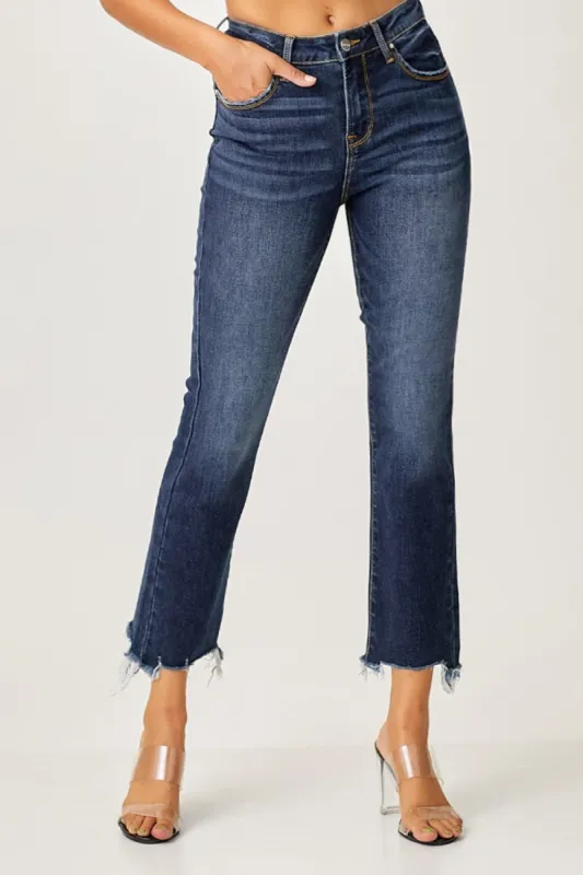 Risen Full Size Frayed Hem Cropped Straight Jeans sold by Charming Charlie