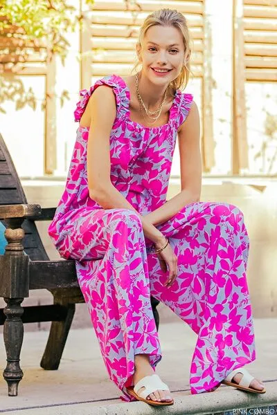 Kori America Printed Sleeveless Wide Leg Jumpsuit sold by Charming Charlie product image thumbnail 5