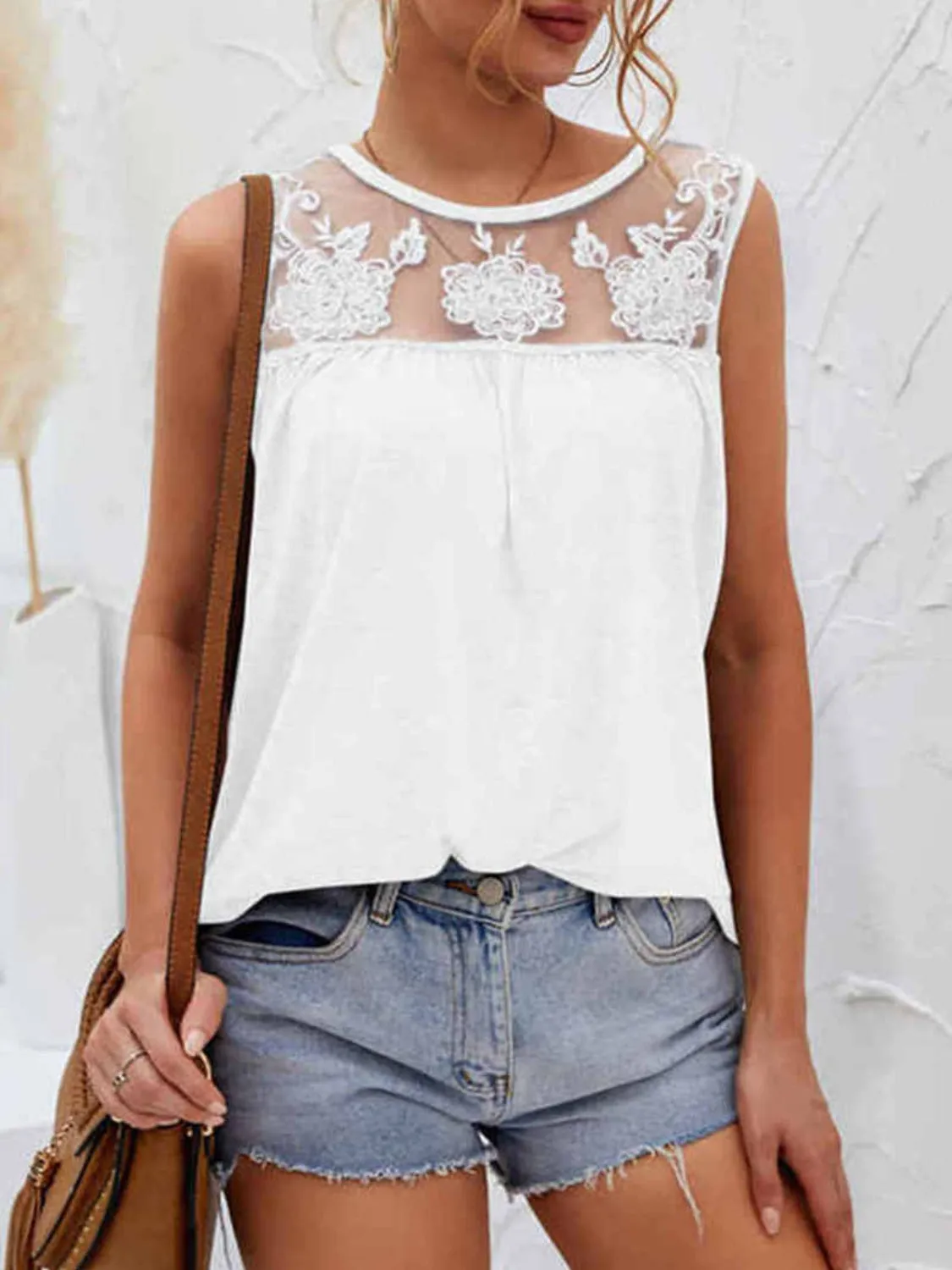 Lace Detail Round Neck Tank sold by Charming Charlie product image thumbnail 4