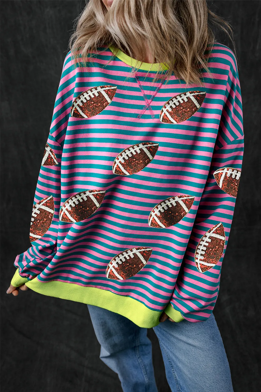 Striped Football Long Sleeve Sweatshirt sold by Charming Charlie