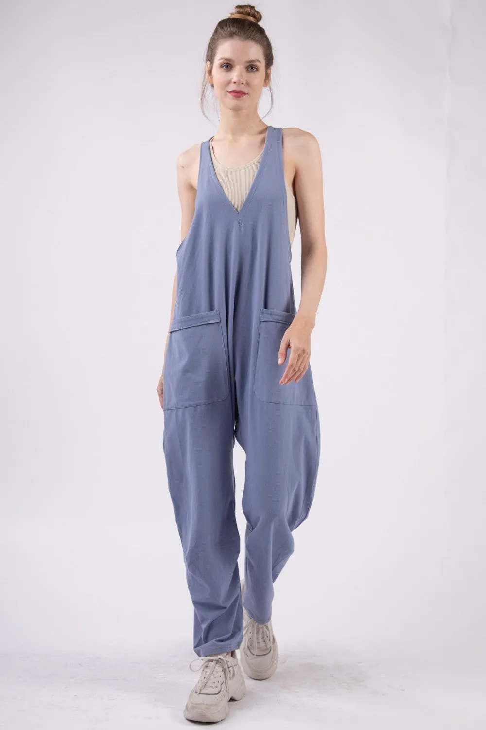 VERY J Plunge Sleeveless Jumpsuit with Pockets sold by Charming Charlie product image thumbnail 3