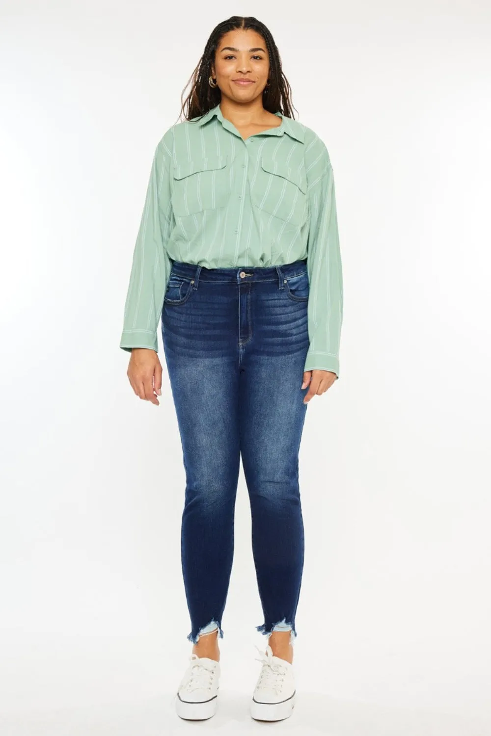 Kancan Full Size High Rise Frayed Ankle Skinny Jeans sold by Charming Charlie product image thumbnail 3