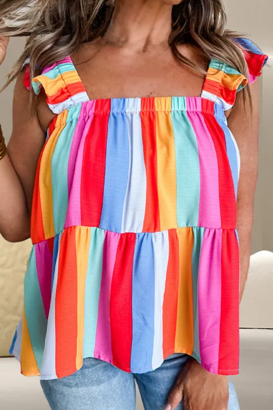 Ruffled Color Block Square Neck Top sold by Charming Charlie