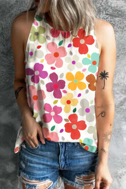 Flower Printed Round Neck Tank sold by Charming Charlie