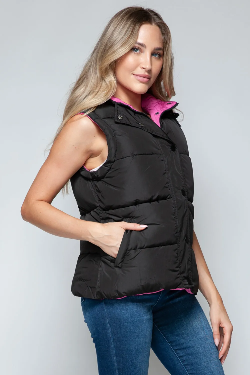 Snobbish Snap and Zip Closure Hooded Vest sold by Charming Charlie product image thumbnail 4