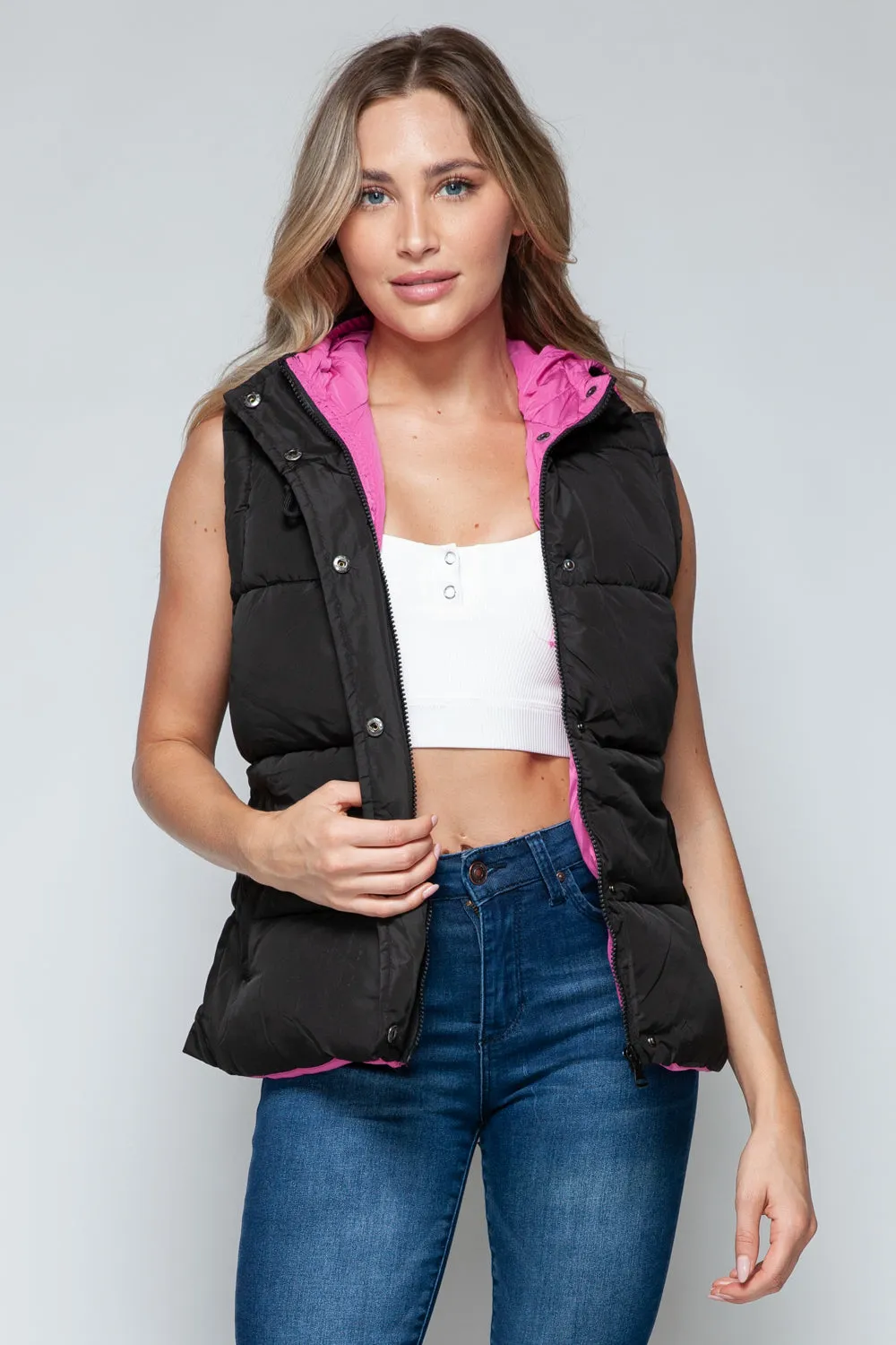 Snobbish Snap and Zip Closure Hooded Vest sold by Charming Charlie