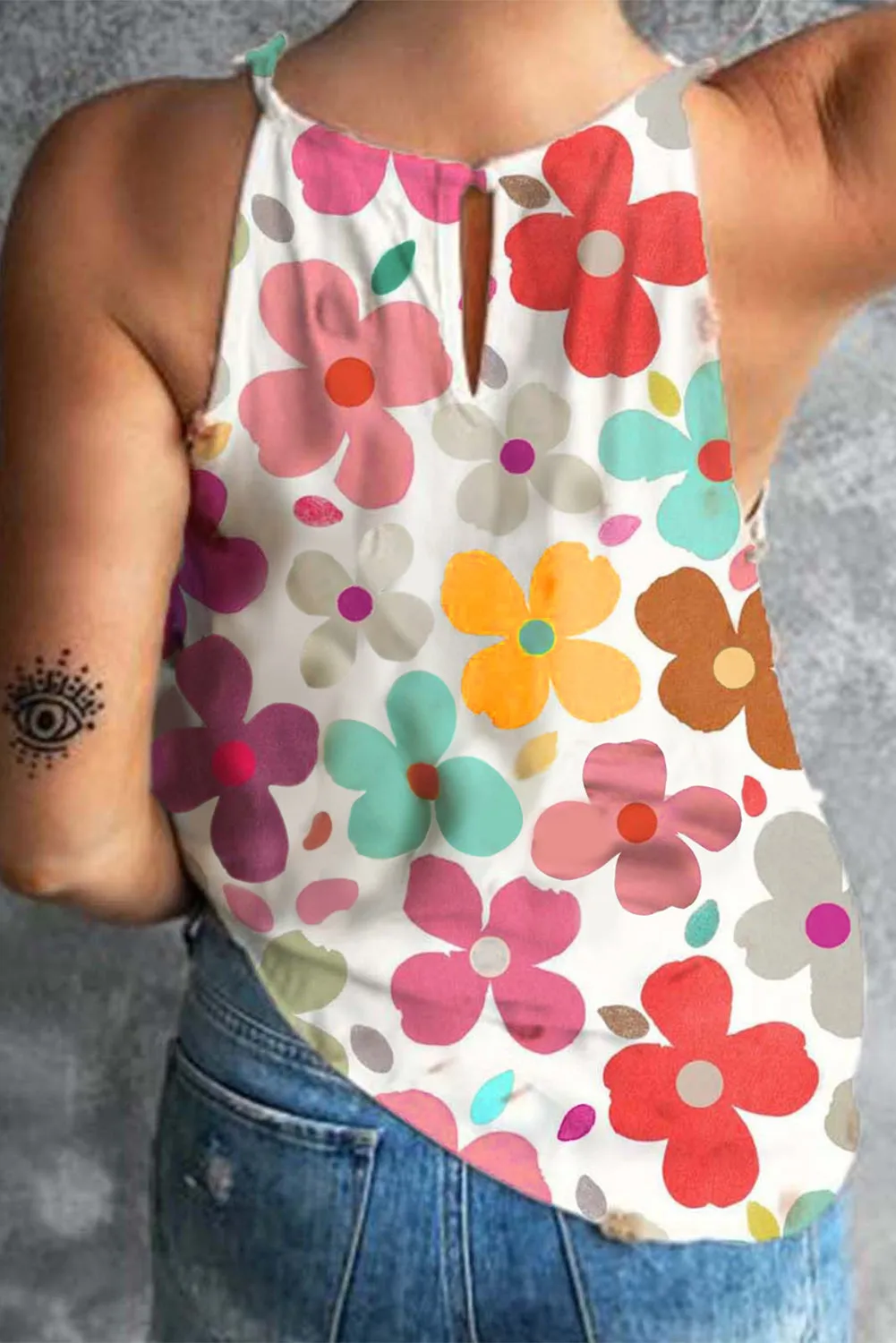 Flower Printed Round Neck Tank sold by Charming Charlie product image thumbnail 2