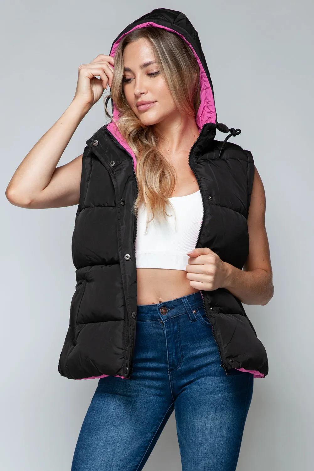 Snobbish Snap and Zip Closure Hooded Vest sold by Charming Charlie product image thumbnail 5