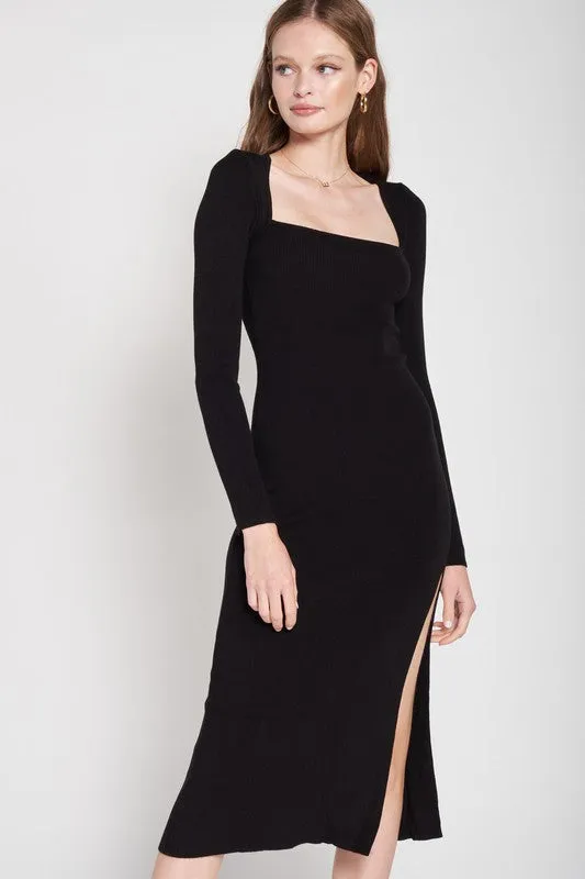 SQUARE NECK MIDI DRESS WITH SLIT sold by Charming Charlie product image thumbnail 5