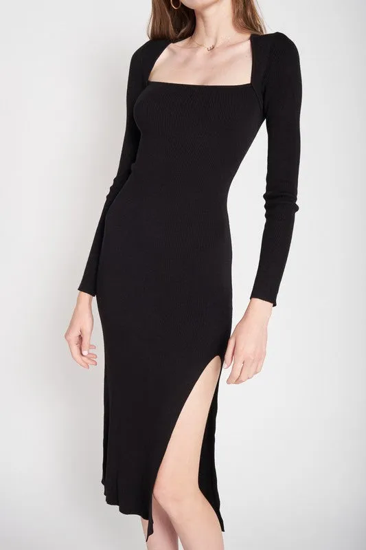 SQUARE NECK MIDI DRESS WITH SLIT sold by Charming Charlie product image thumbnail 2