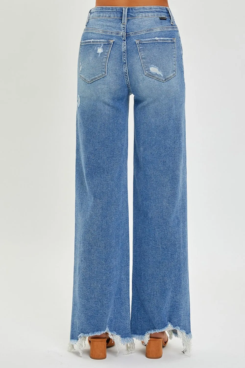 Risen Full Size High Rise Frayed Hem Wide Leg Jeans sold by Charming Charlie product image thumbnail 2