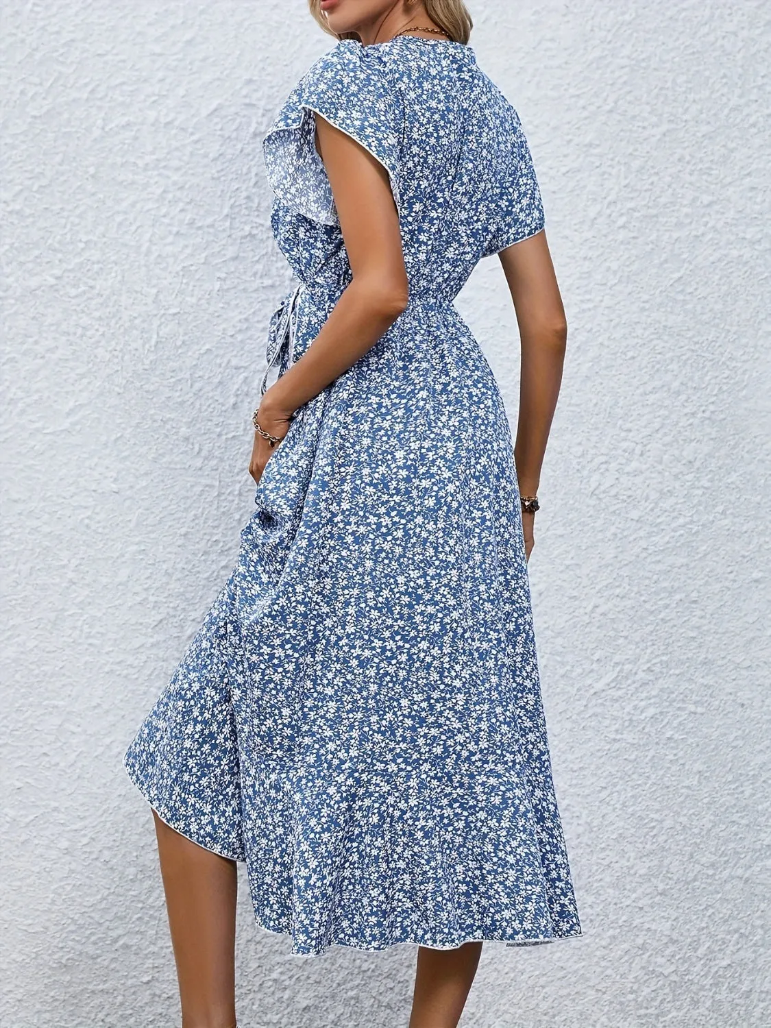 Printed Surplice Flutter Sleeve Midi Dress sold by Charming Charlie product image thumbnail 2