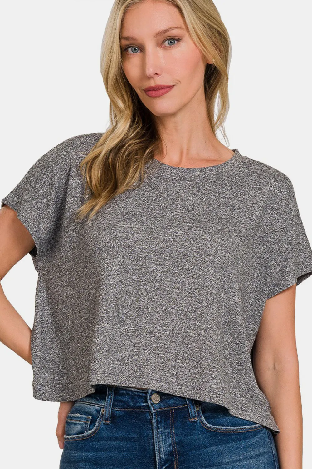 Zenana Short Sleeve Round Neck Cropped T-Shirt sold by Charming Charlie