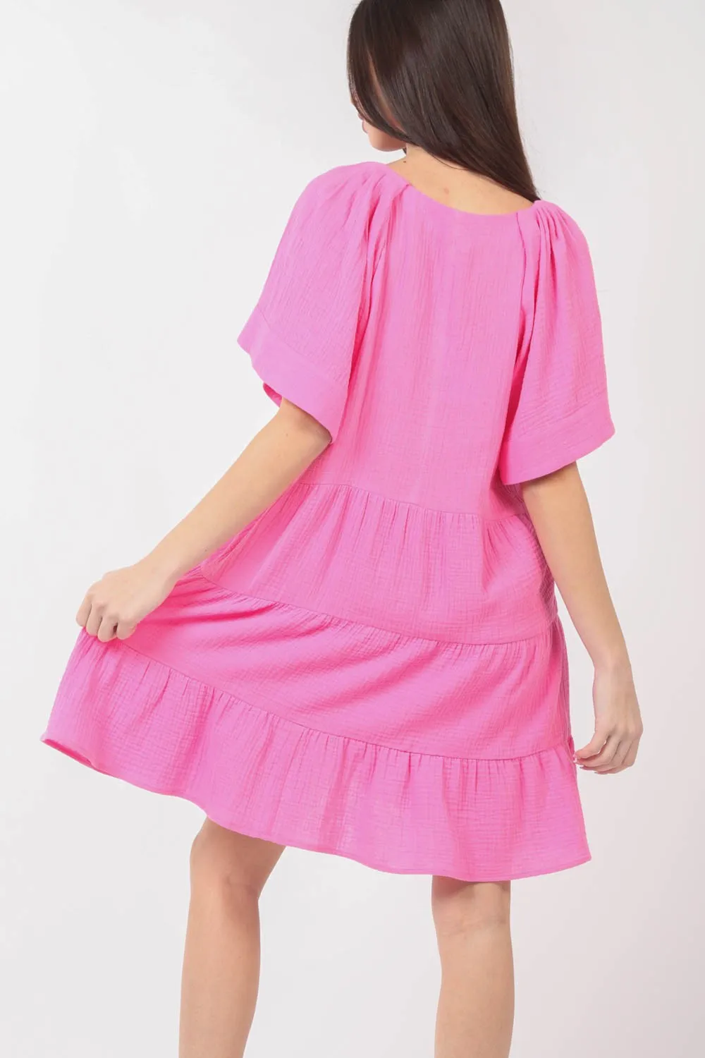 VERY J Texture V-Neck Ruffled Tiered Dress sold by Charming Charlie product image thumbnail 2