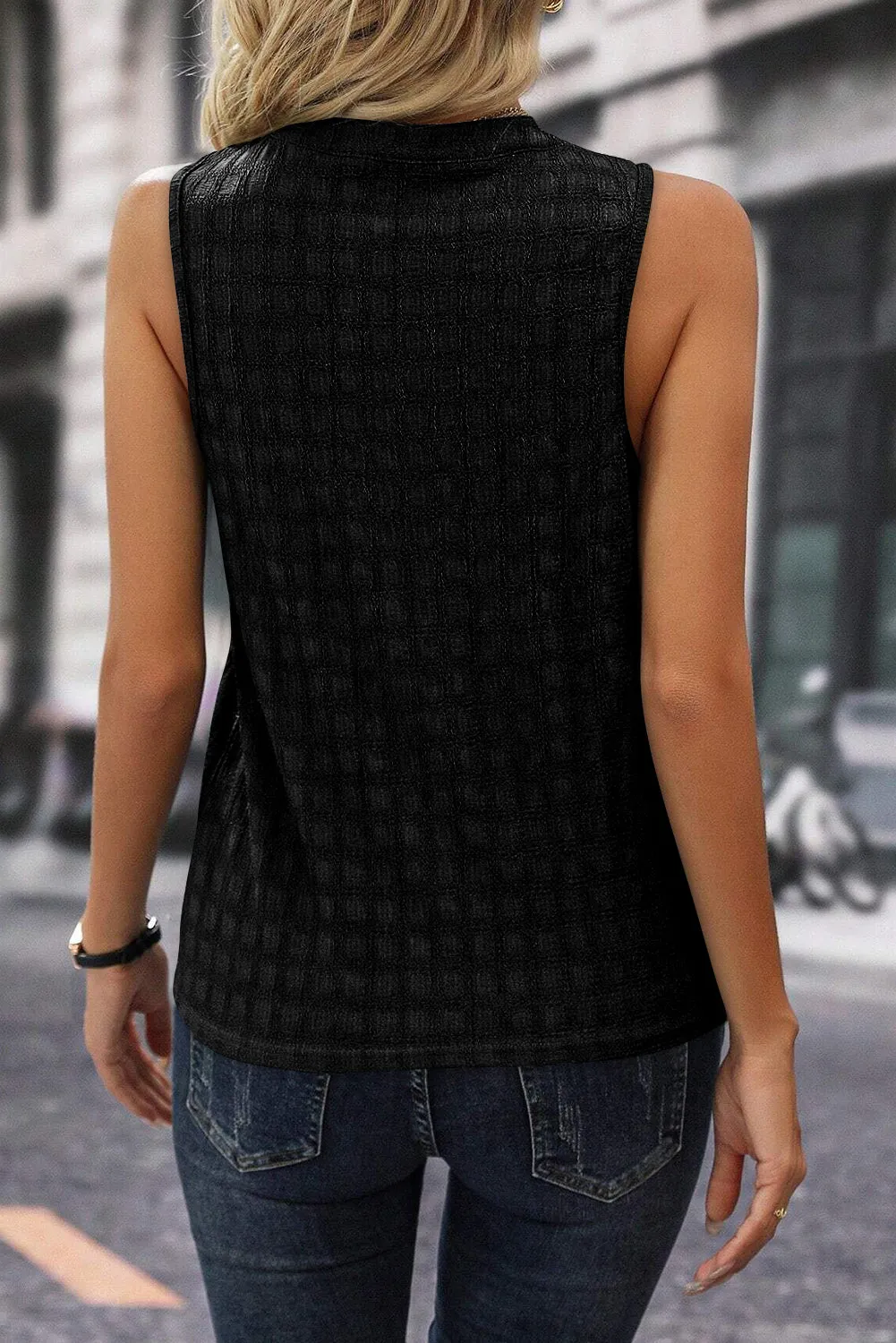 Solid Notched Sleeveless Blouse sold by Charming Charlie product image thumbnail 5