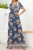Printed Round Neck Short Sleeve Maxi Dress sold by Charming Charlie