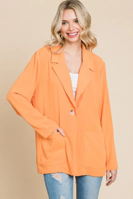 Culture Code One Button Long Sleeve Blazer with Pockets sold by Charming Charlie