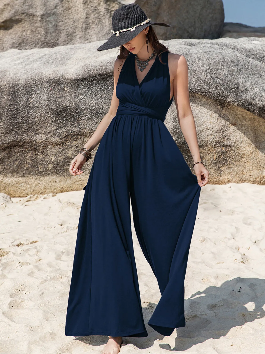 Surplice Wide Leg Jumpsuit with Free Tie sold by Charming Charlie product image thumbnail 3