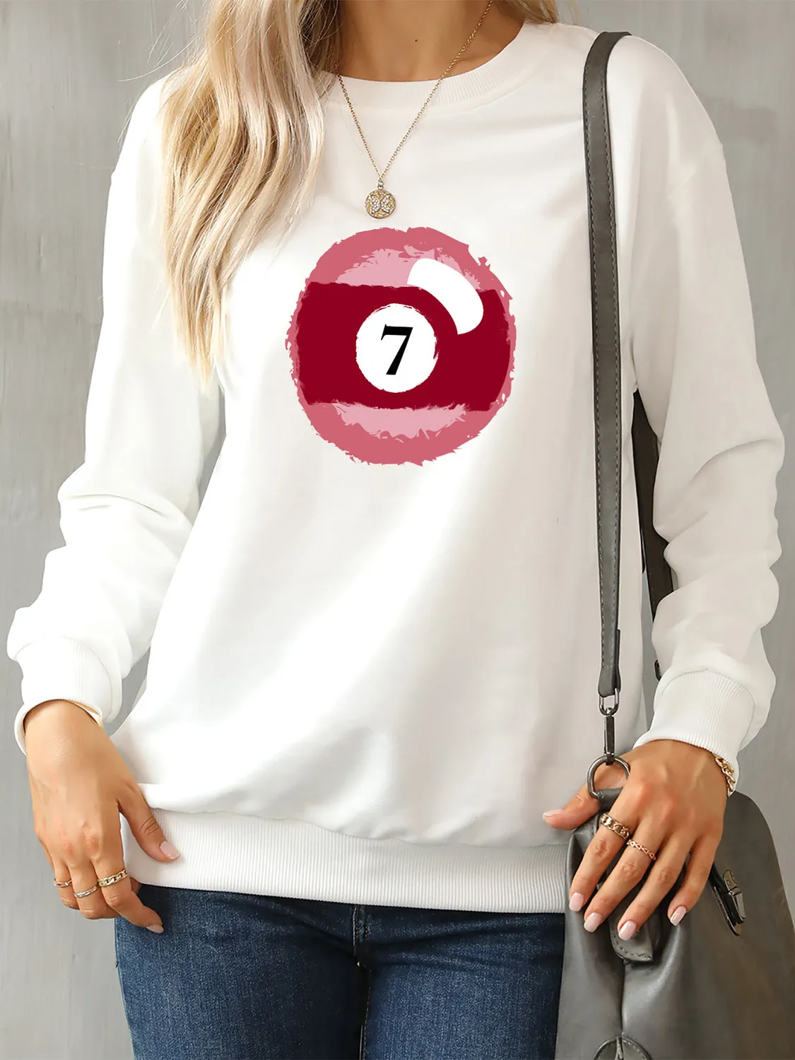 Billiard Graphic Round Neck Sweatshirt sold by Charming Charlie