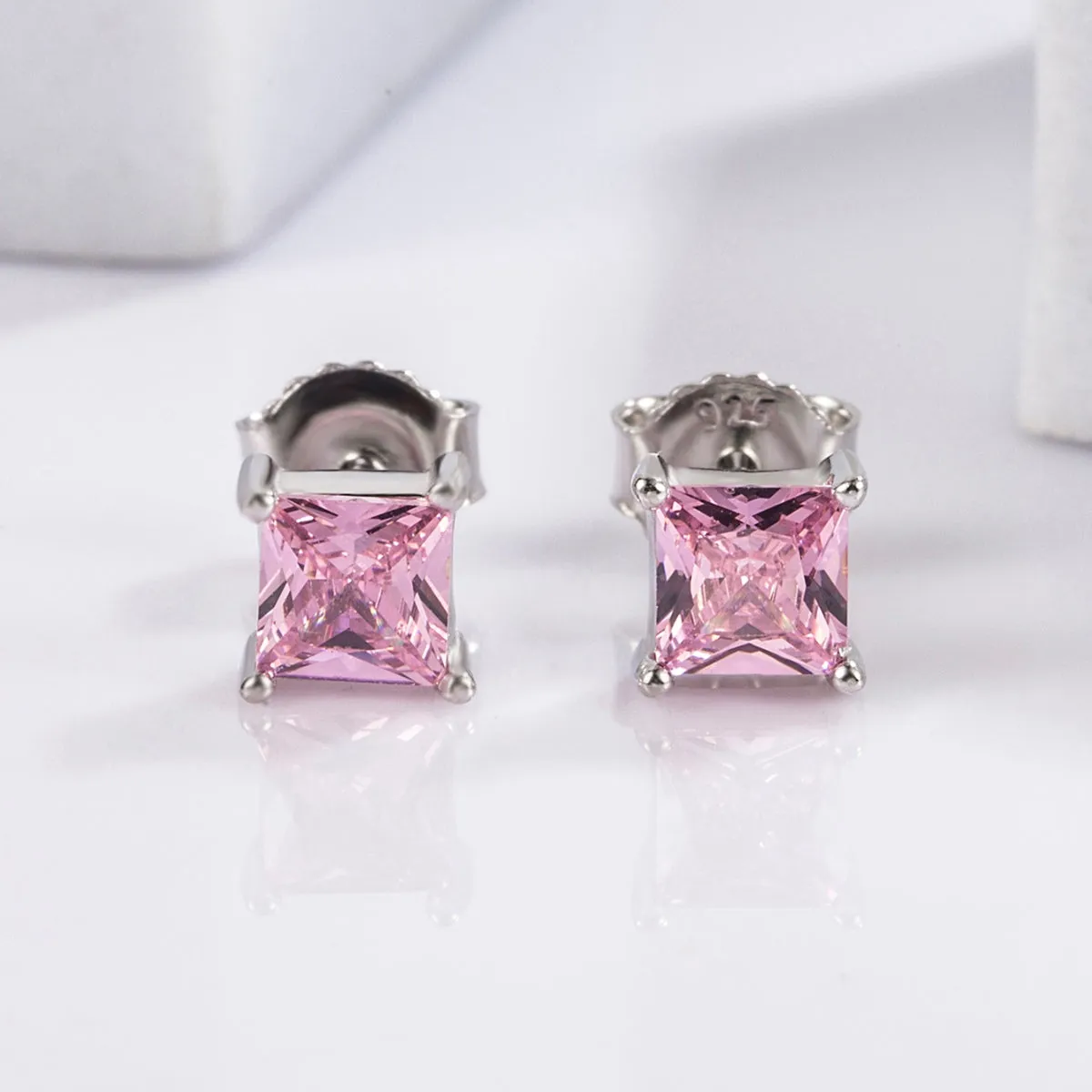 925 Sterling Silver Square Zircon Earrings sold by Charming Charlie